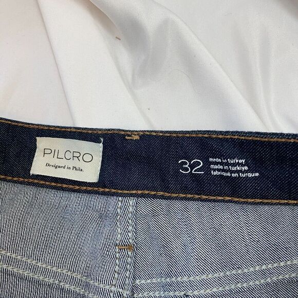Pilcro and the Letterpress Jeans Dark Blue Denim Pants Wide Leg High Rise Sz 32 - Picture 7 of 12